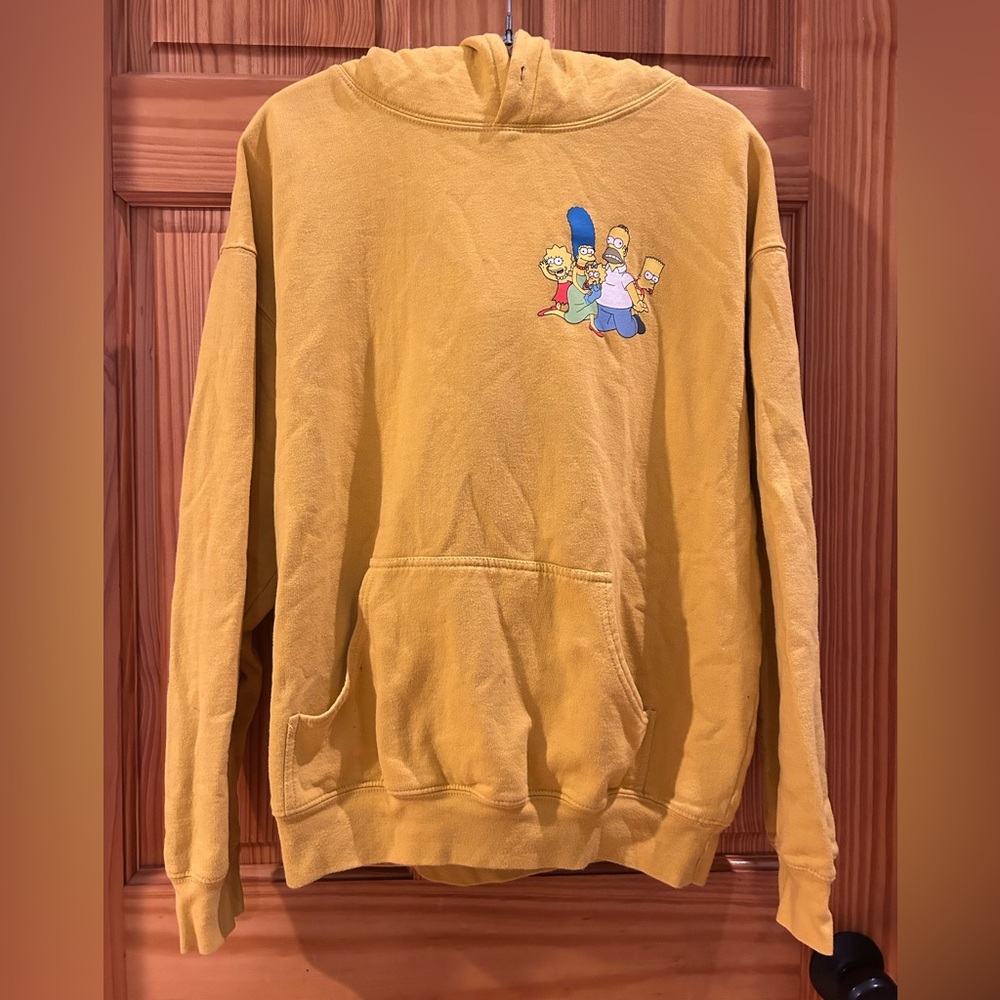 Simons Mustard Hoodie with Cartoon Family Graphic